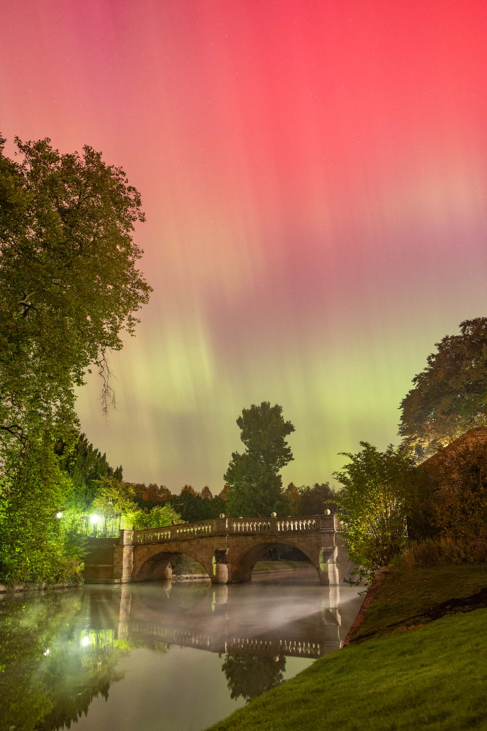 Aurora over Clare bridge, October 2024, during a huge burst of activity just after midnight