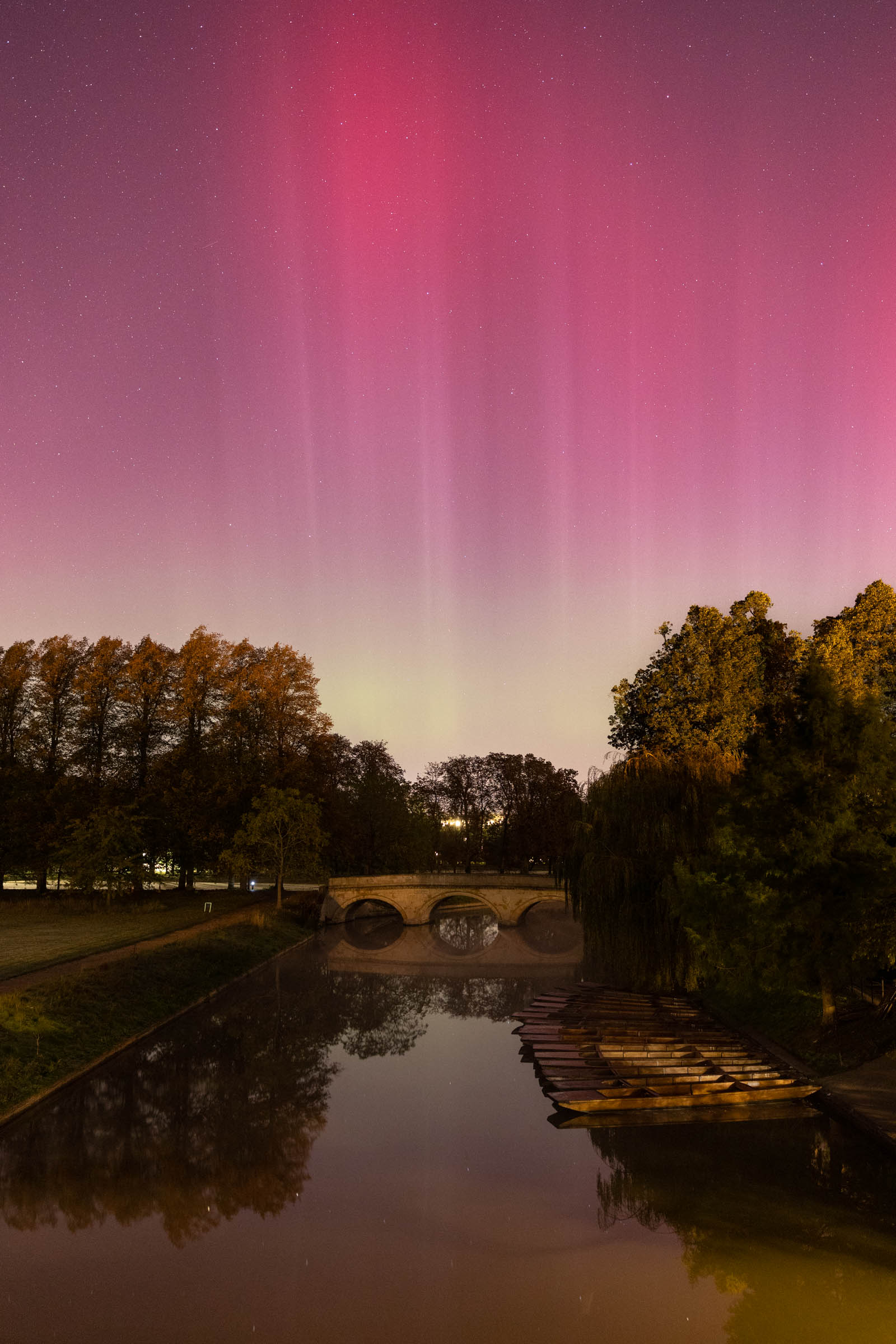 Aurora over Trinity college and the river Cam, October 2024